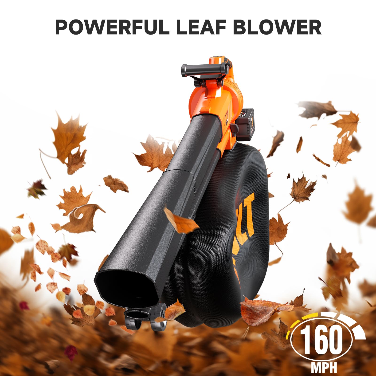 AIVOLT 40V vacuum mulcher in operation for mulching leaves