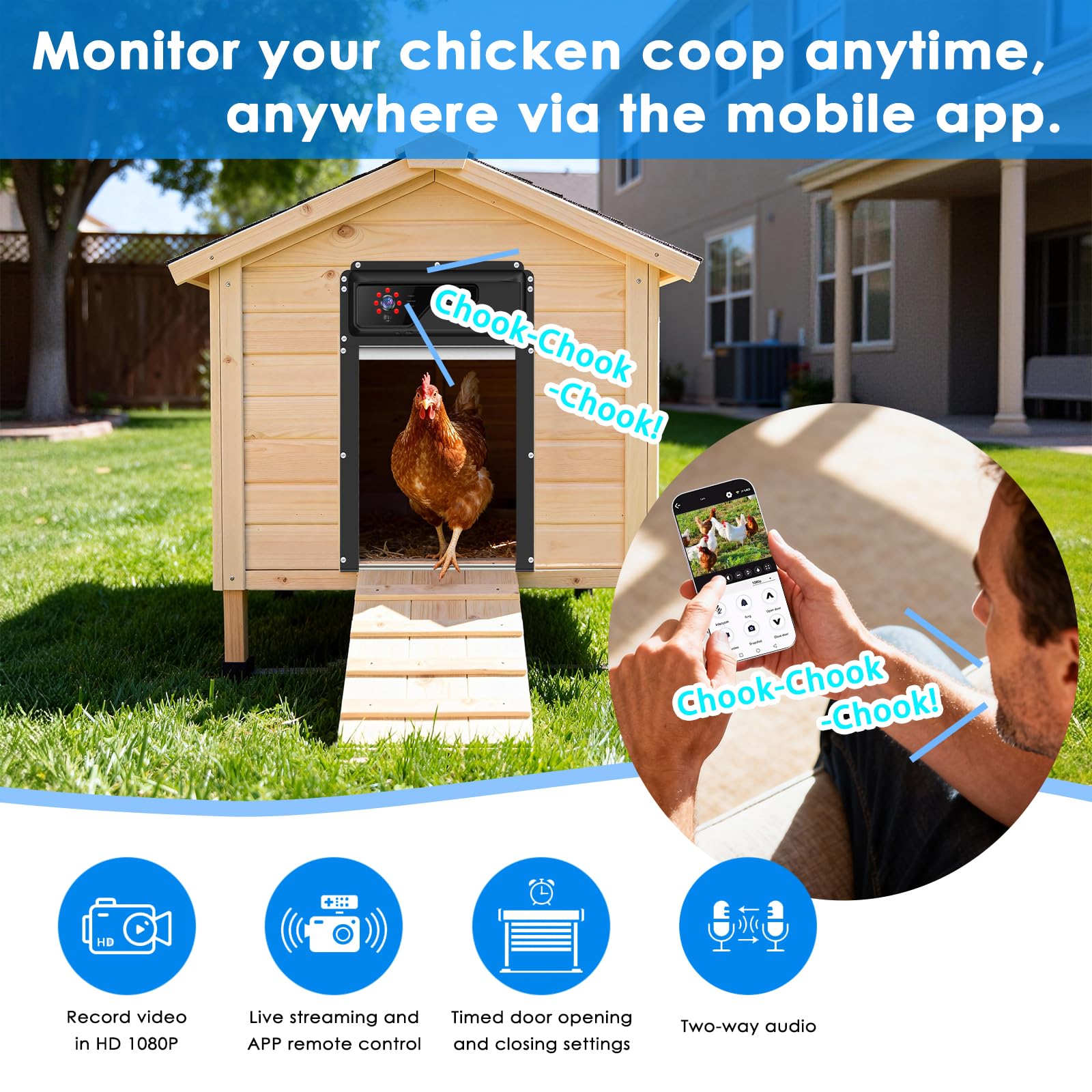 Aiwaylar 1080P coop door camera for real-time surveillance