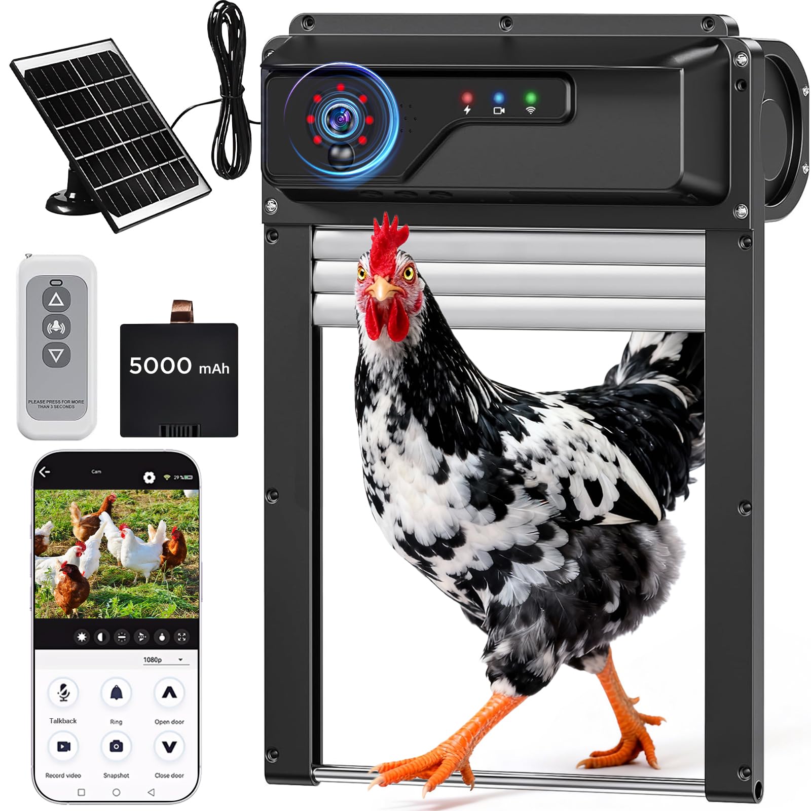 Aiwaylar solar-powered chicken coop door cam for 24/7 monitoring