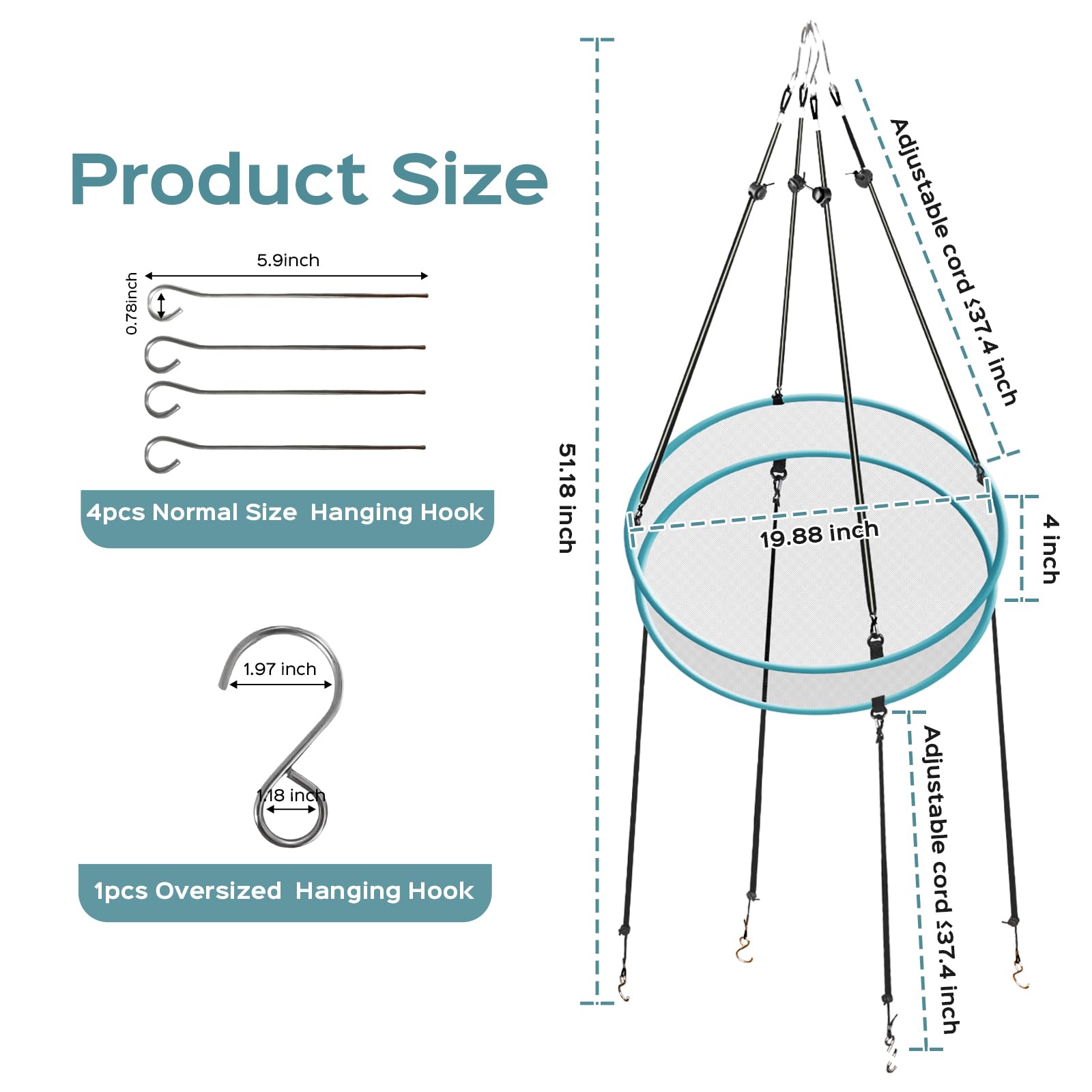 aiwrbwcey Hanging hooks and adjustable cords for flexible mounting