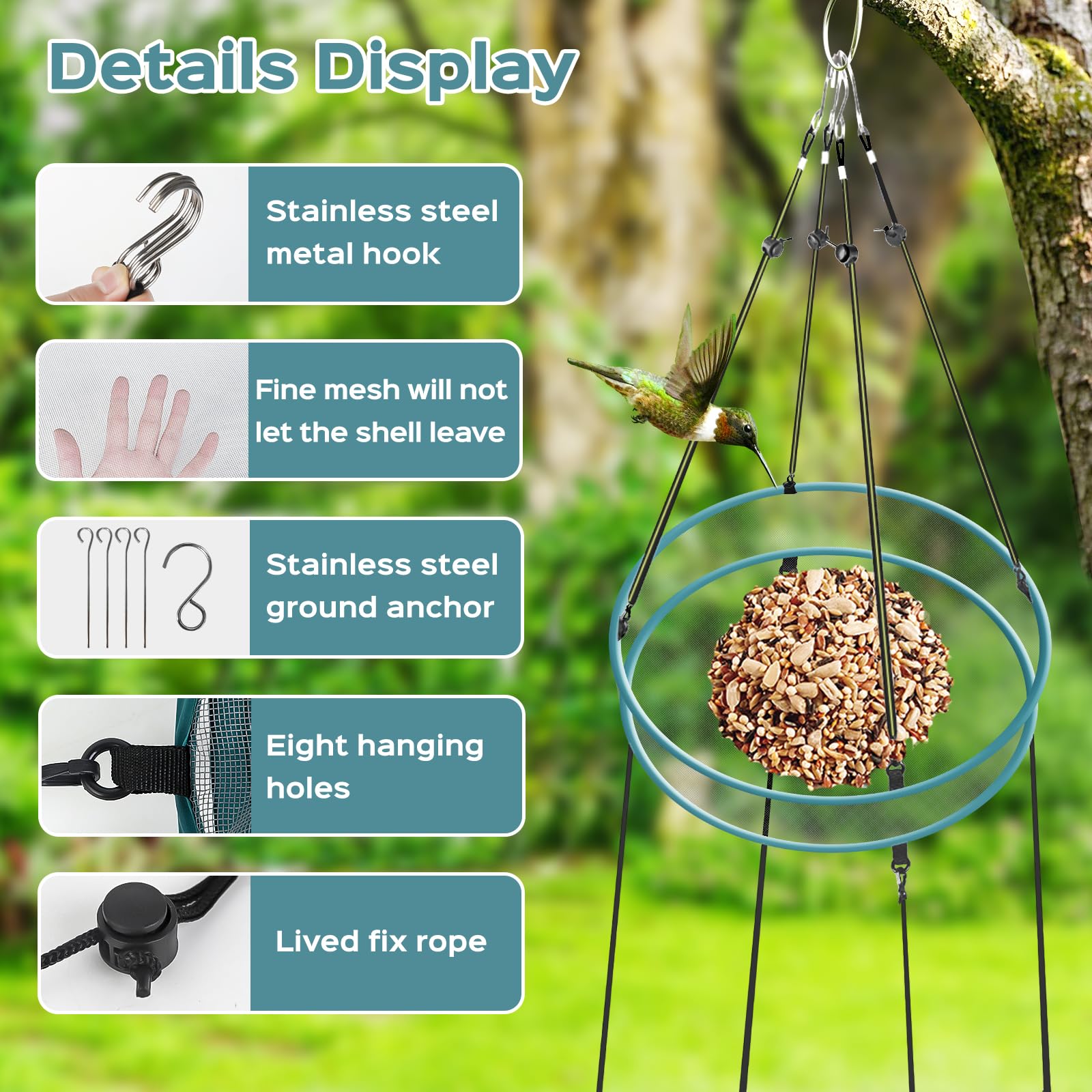 aiwrbwcey Wide open feeder tray supports multiple birds at once