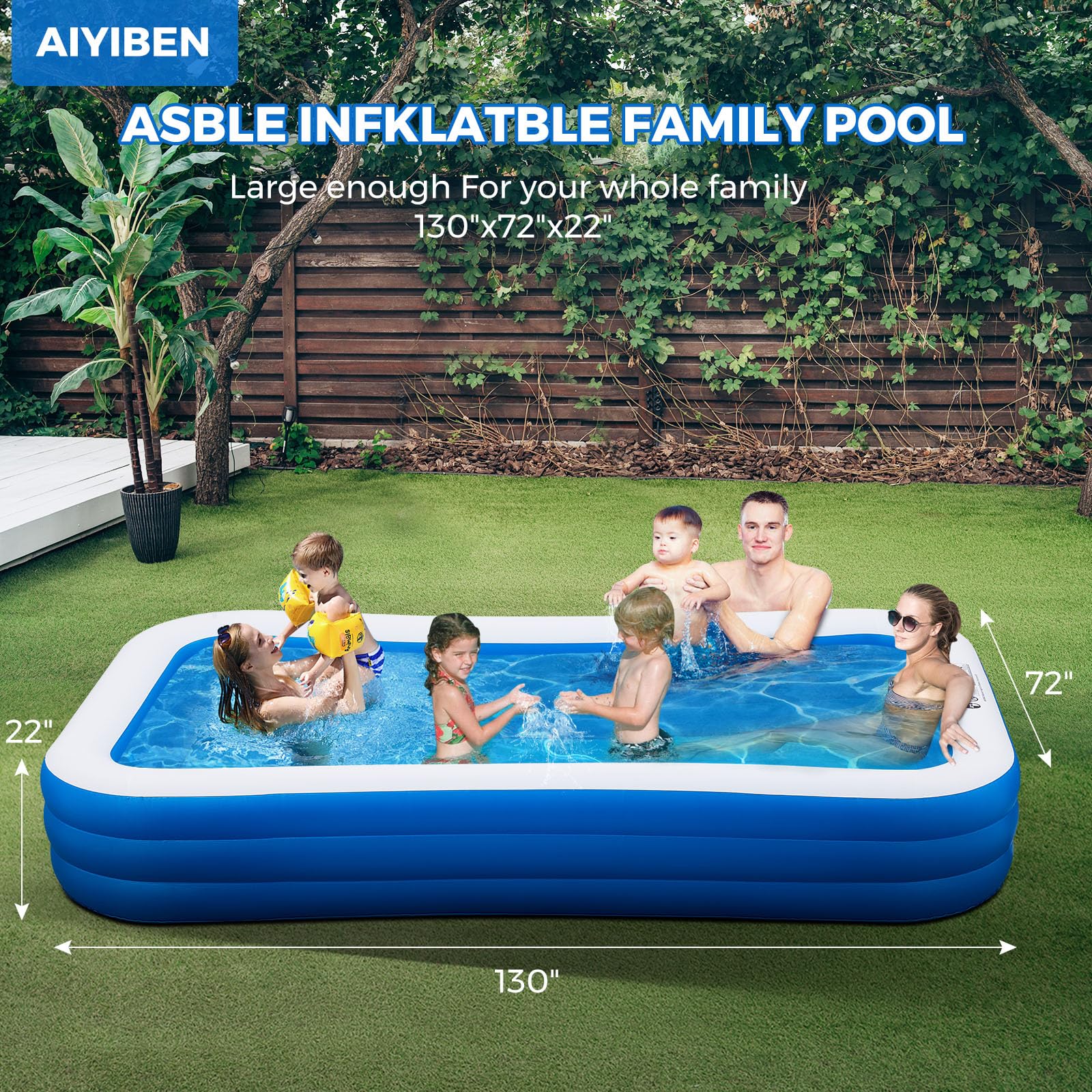 AIYIBEN adult-sized pool interior demonstrates roomy space for adults.
