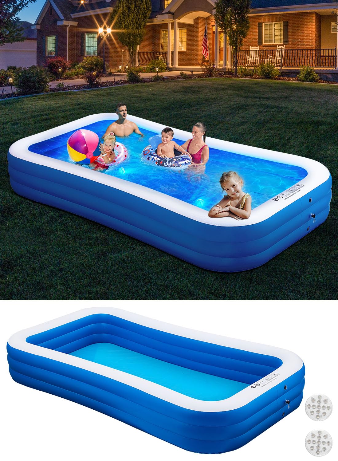 AIYIBEN family backyard party in the large inflatable pool.