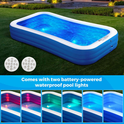 AIYIBEN inflatable pool side view shows sturdy walls for family fun.