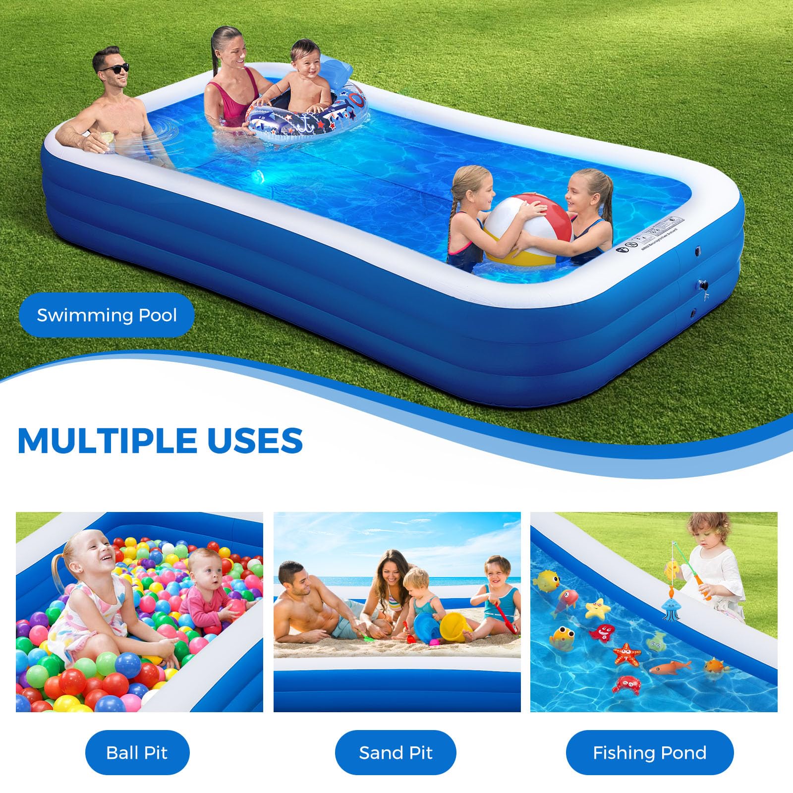 AIYIBEN pool bottom anti-slip design helps safe play.