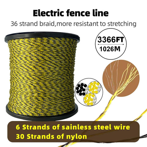AI.YUYU polywire showing six stainless steel strands for reliable conductivity.