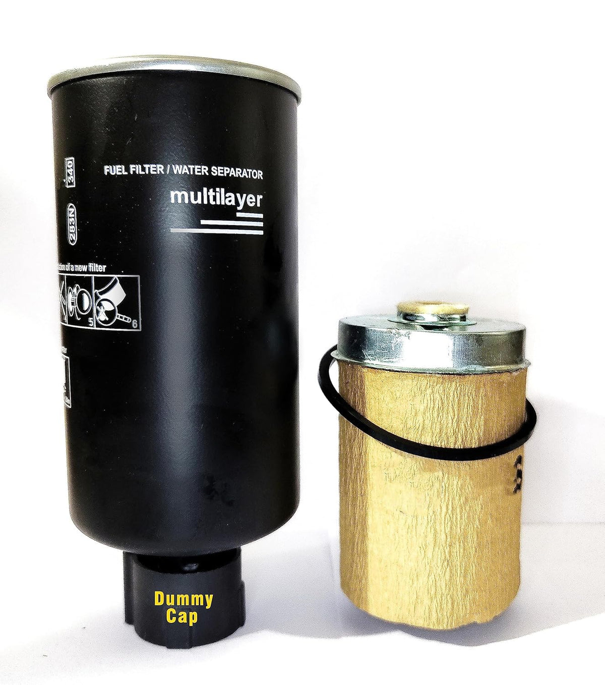 AJ Automotive fuel filter combo for Mahindra; closeup shows durable design for clean filtration.
