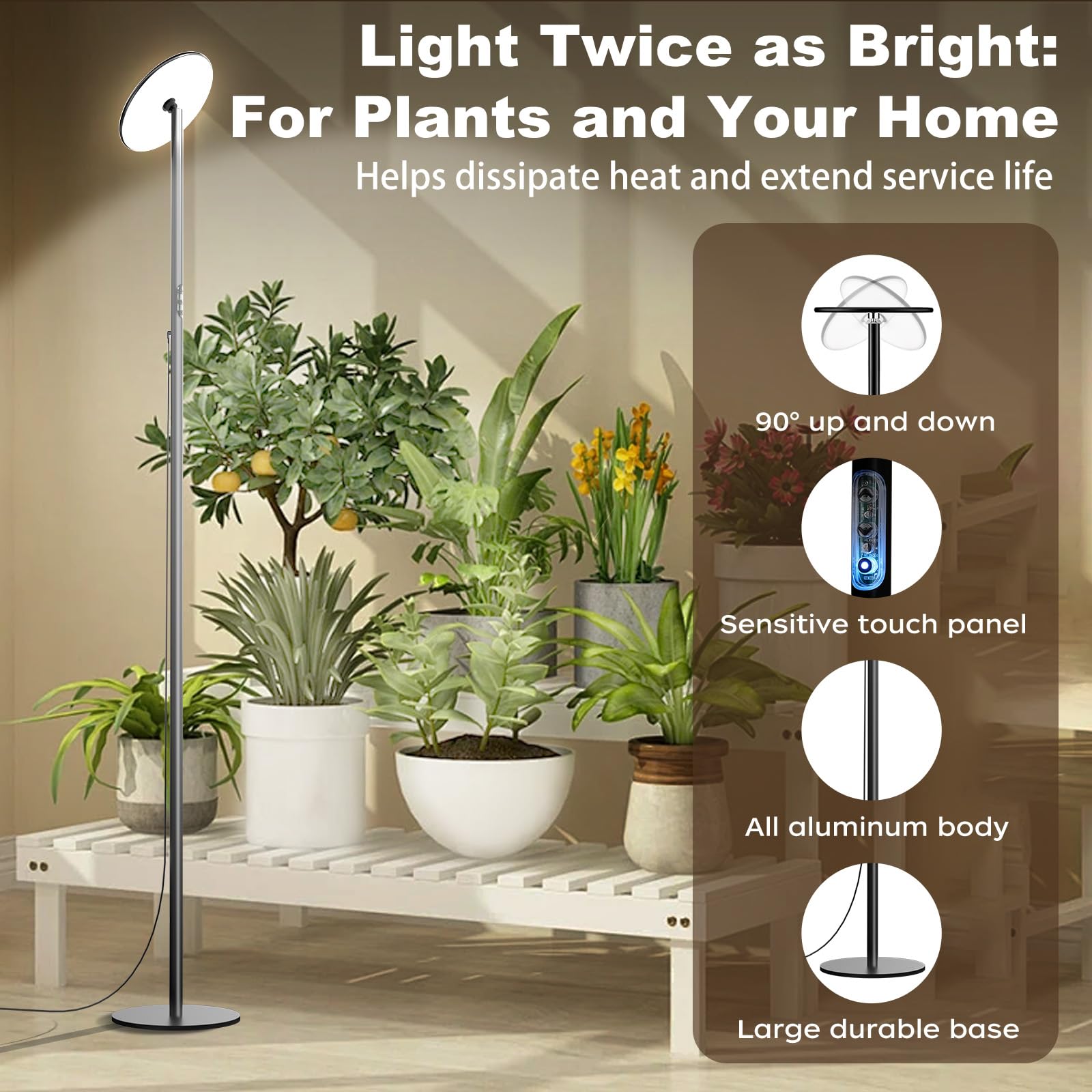 AJABotanics grow light height stops show preset heights for canopy tuning.