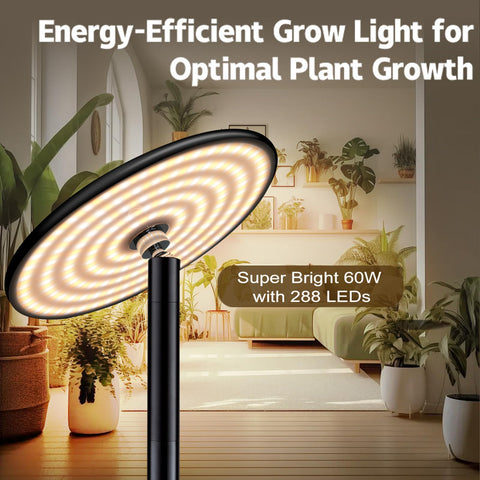 AJABotanics grow light tilt head demonstrates 45 degree adjustment for leaves.