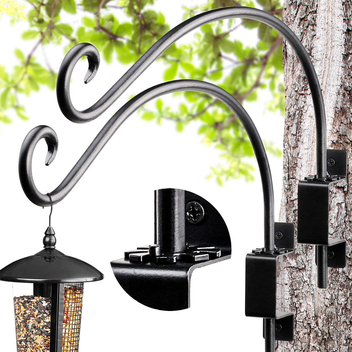 AJART bird feeder hanger with swivel, 16-inch reach for flexible outdoor layouts.