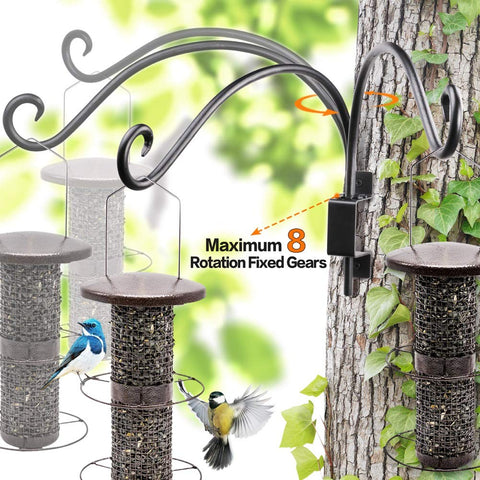 AJART hanging pots and bird feeders displayed with swivel convenience.
