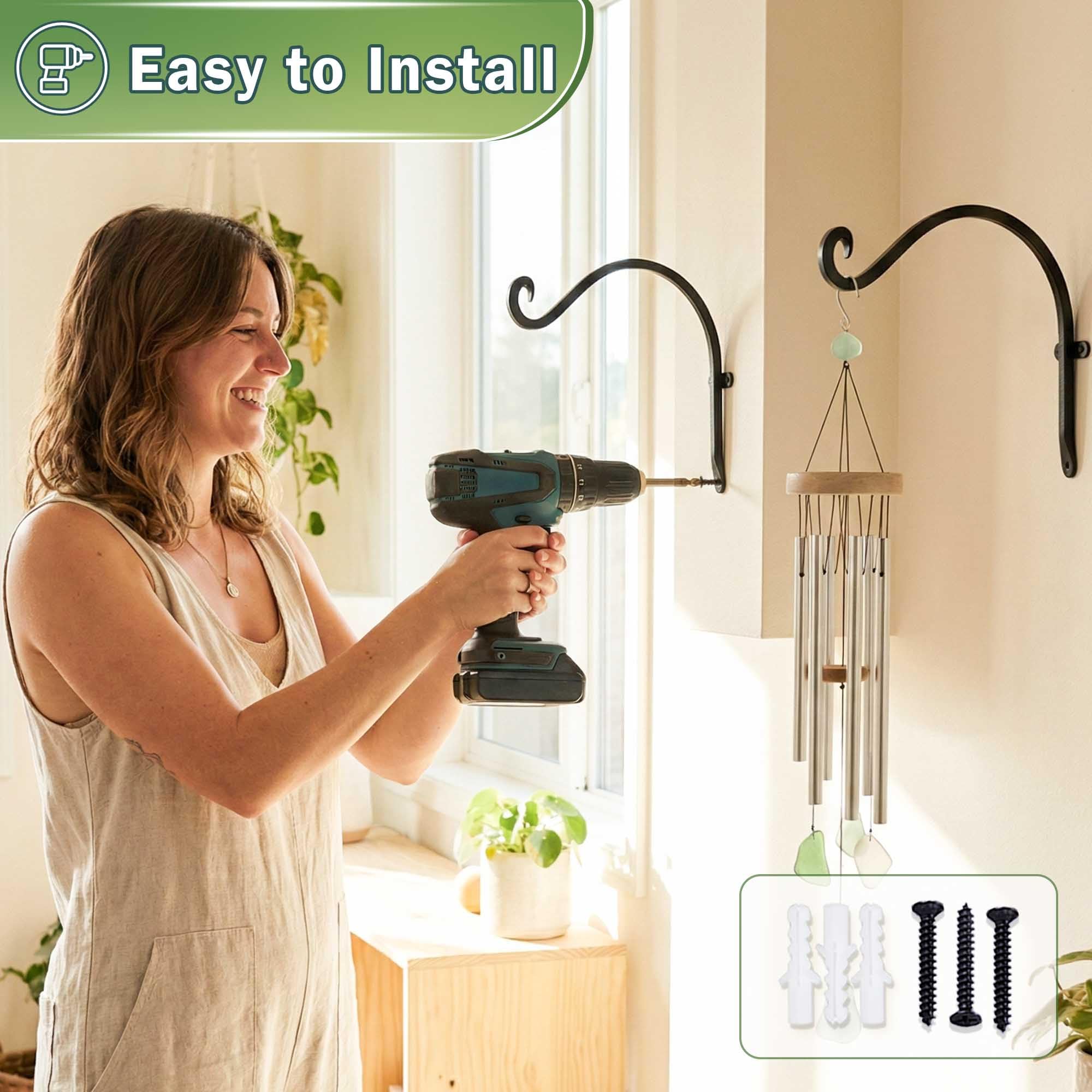 AJART oversized 12-inch reach allows large hanging baskets and bird feeders