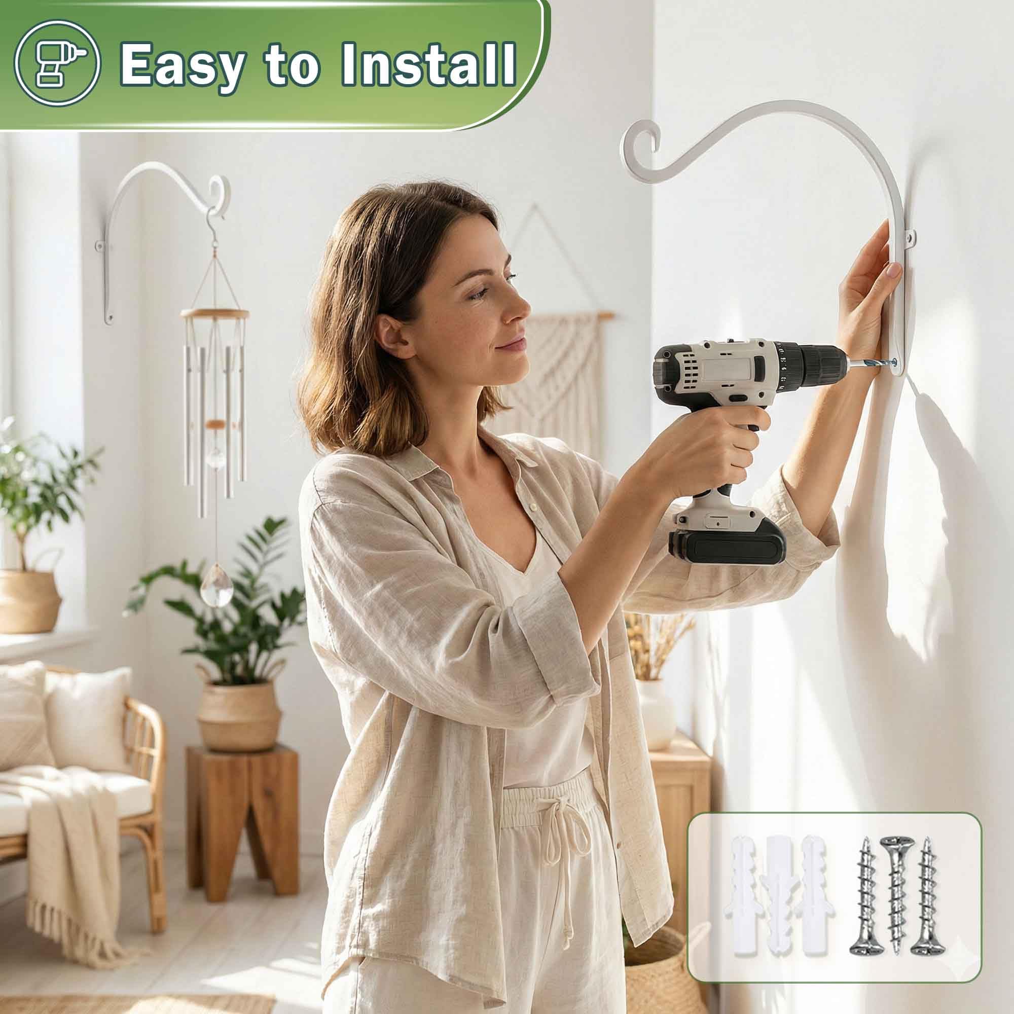 AJART white plant hanger flower pot stability for wall display