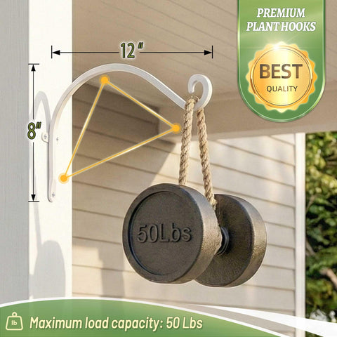 AJART white plant hanger 12-inch hook provides strong support for baskets