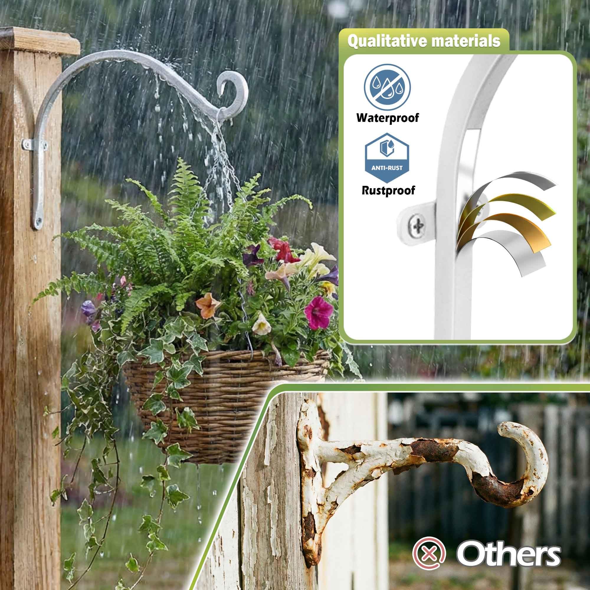 AJART white plant hanger outdoor bracket ready for pots on patios