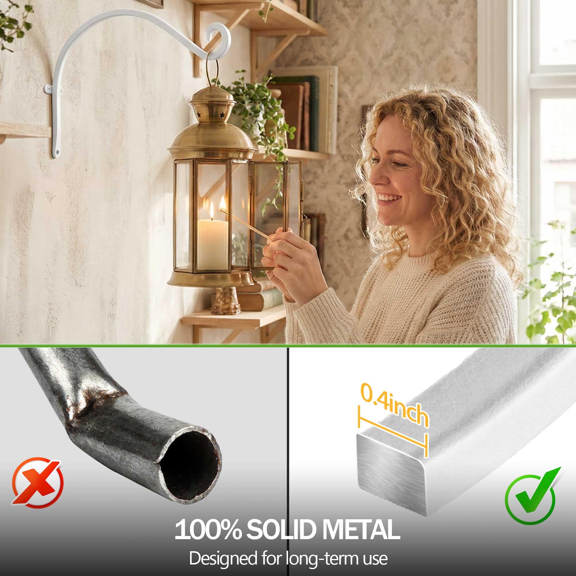 AJART white plant hanger rust-resistant coating protects metal in all seasons