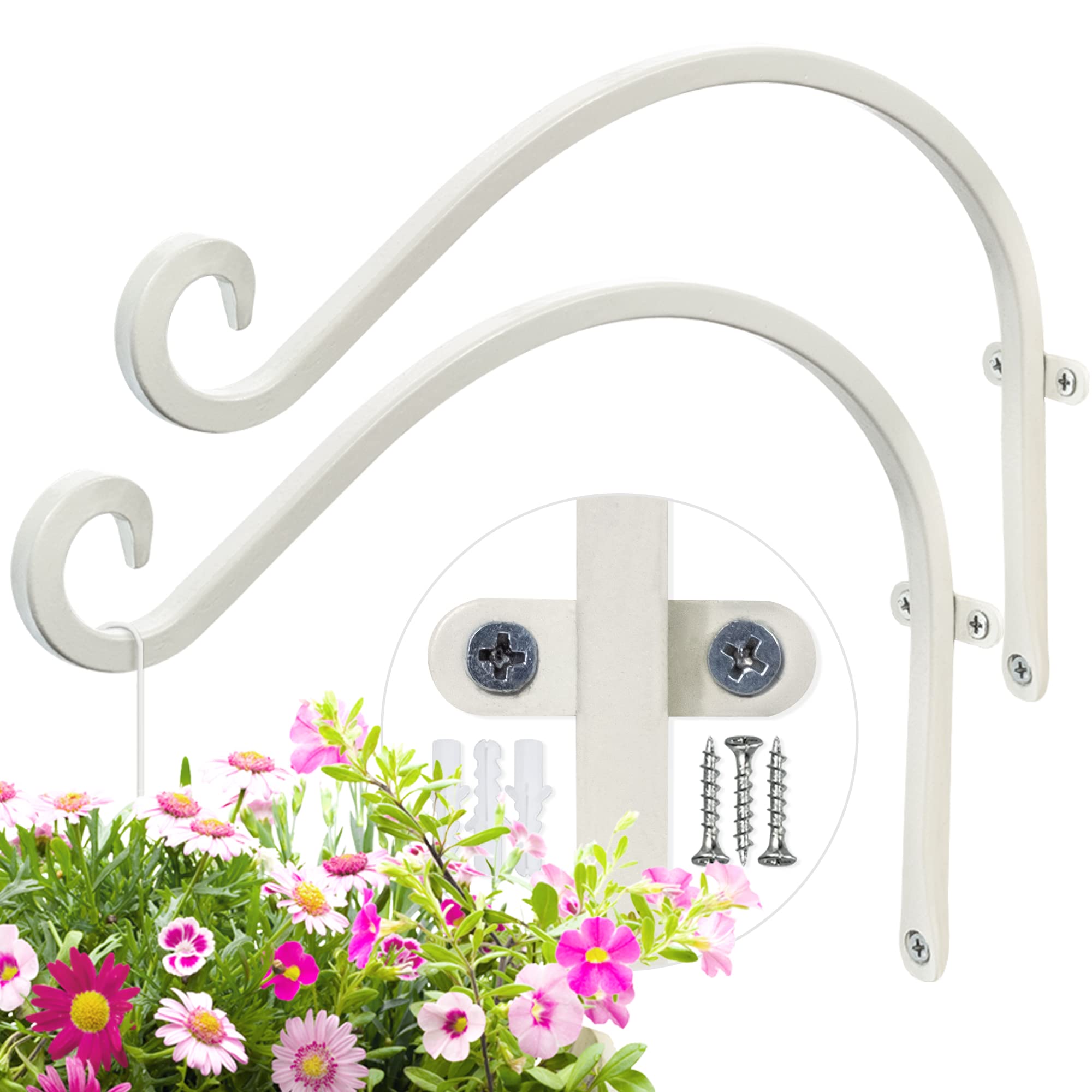 AJART white plant hanger wall mount basket for outdoor display