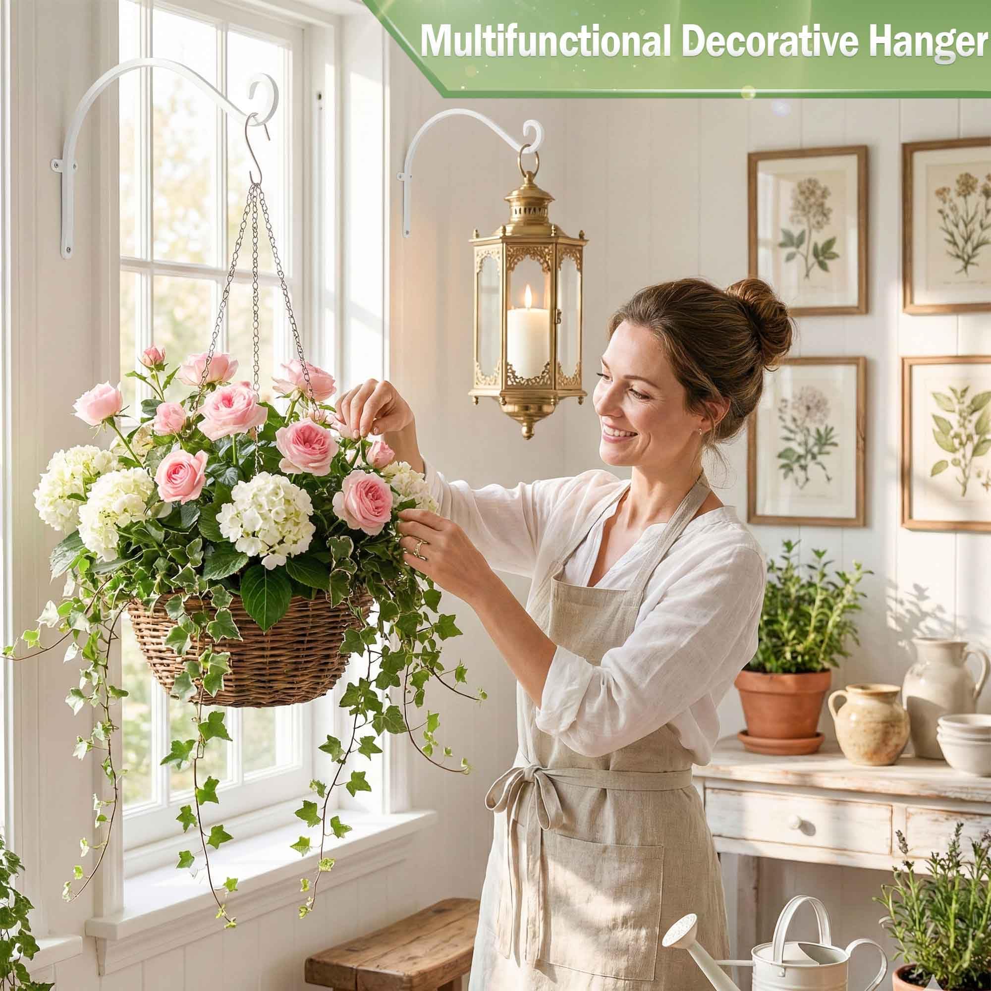 AJART white plant hanger wind chime hook adds decorative function