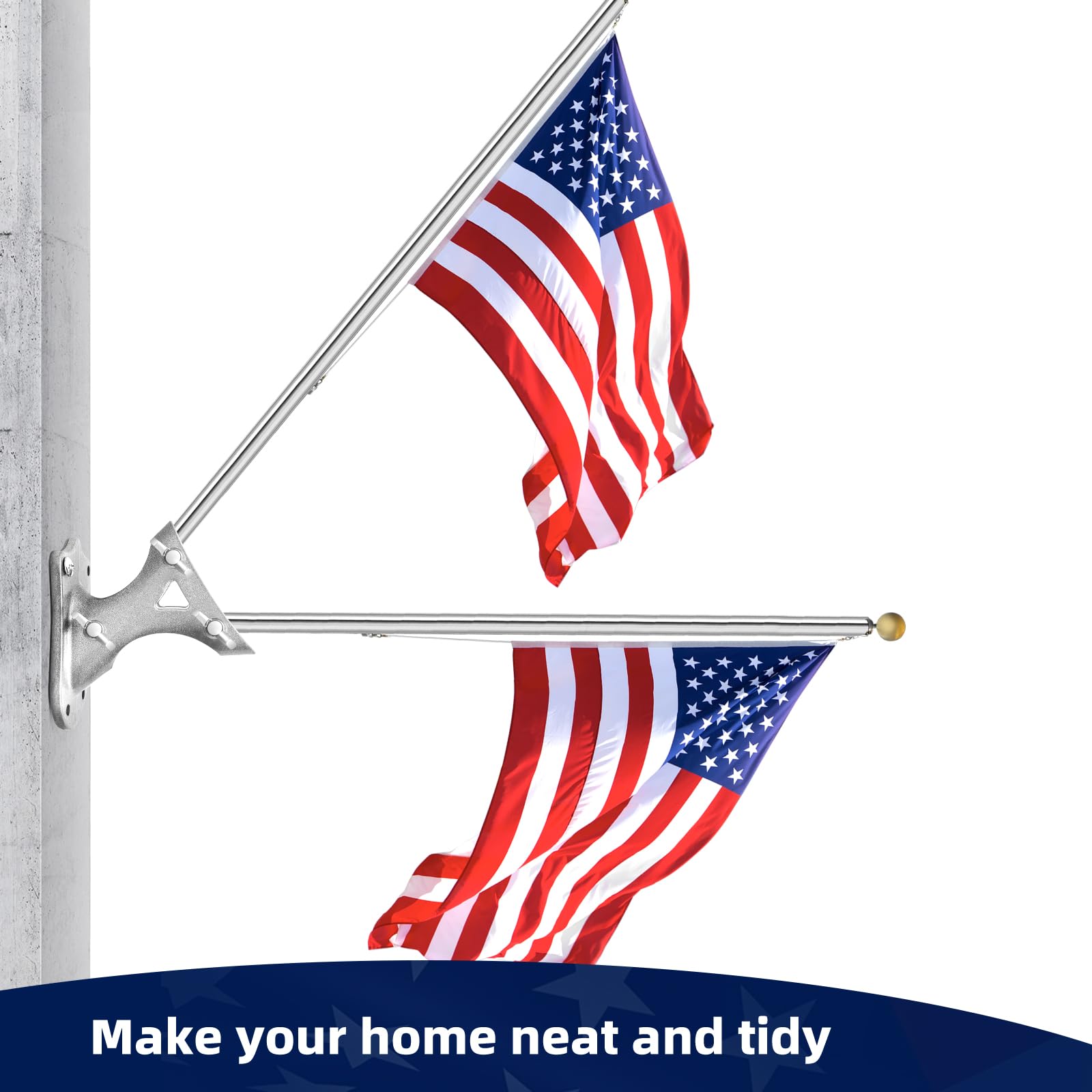 AJHXZMFC two-position bracket enabling versatile flag display angles.