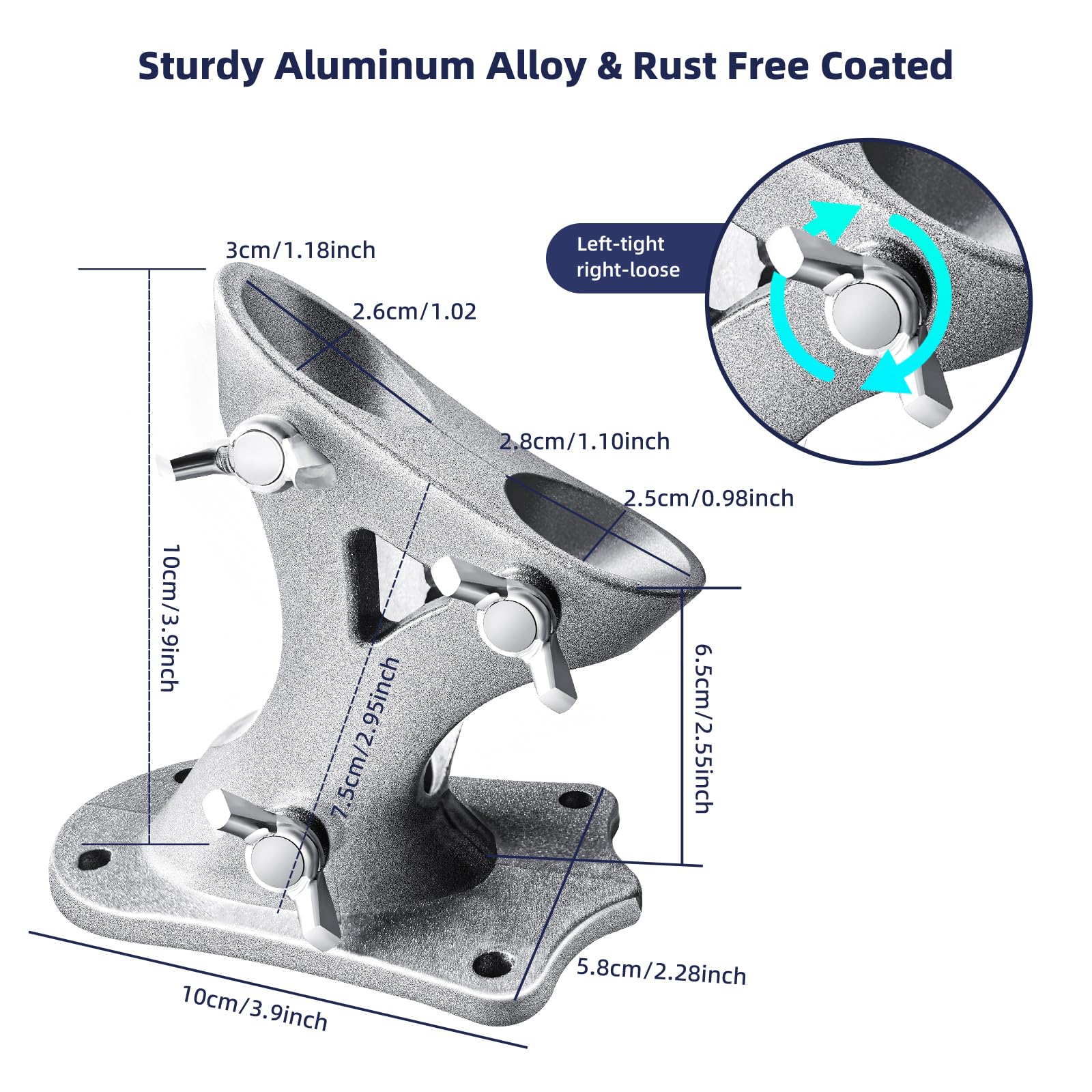 AJHXZMFC heavy-duty aluminum holder withstands strong outdoor winds.