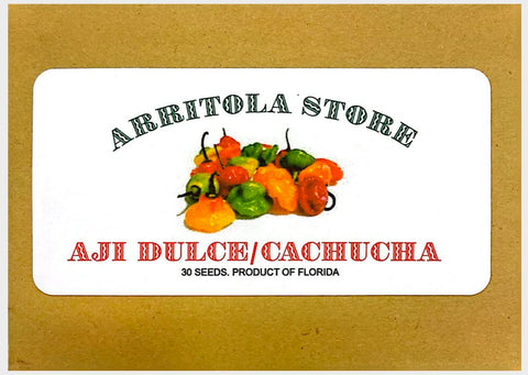 Aji Gustoso seeds label closeup confirms variety for home gardeners.