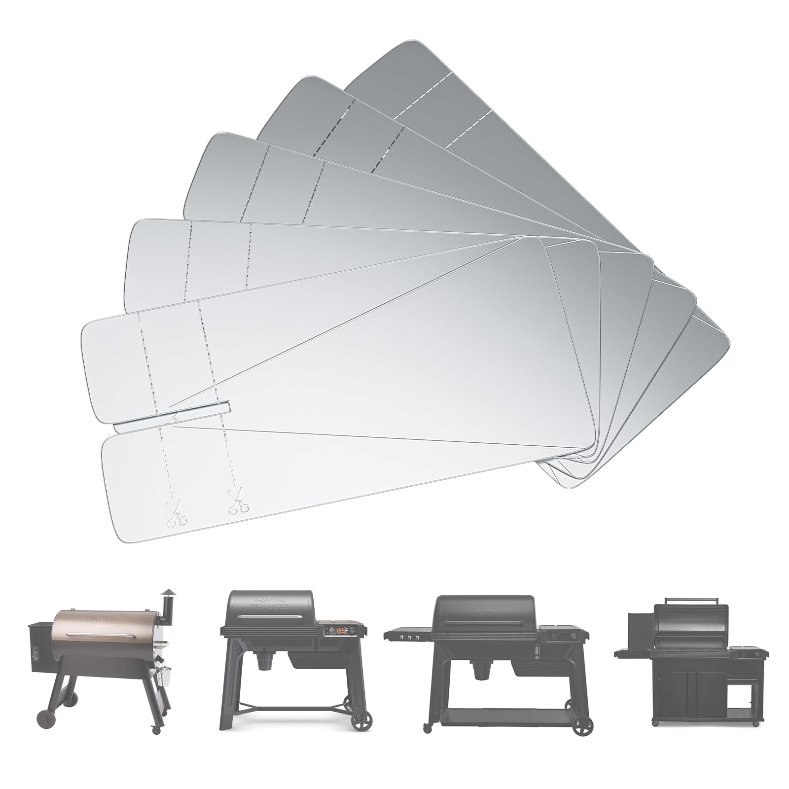 AJinTeby 5-pack drip tray liners on a Traeger Woodridge tray protect from grease spills.