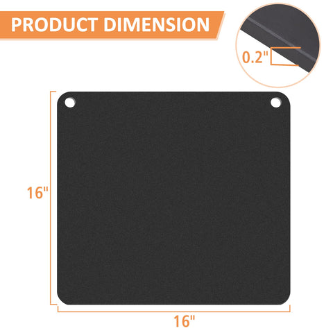 AJinTeby pizza steel with thumb hole for easy wall hanging.