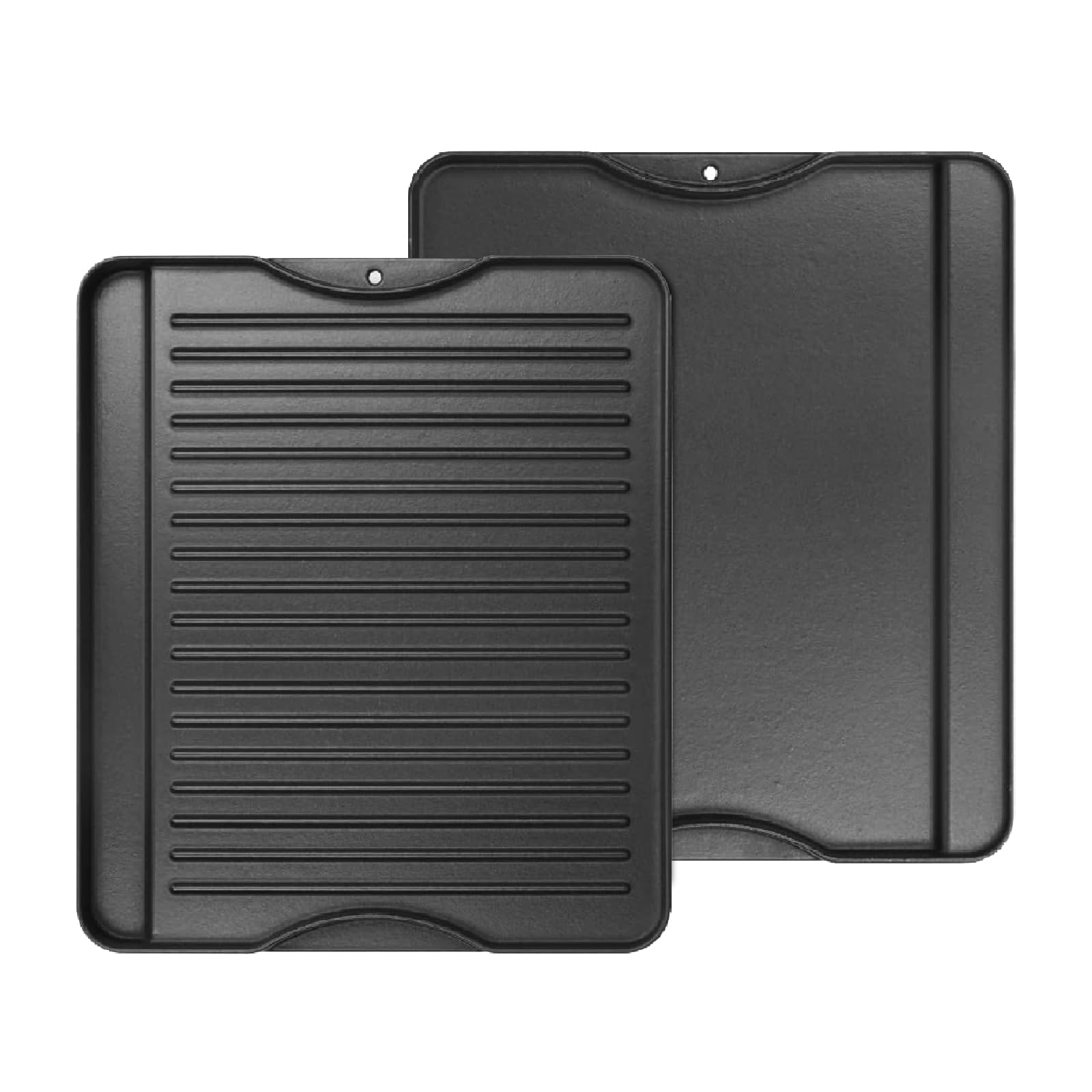 AJinTeby reversible cast iron griddle with smooth side for eggs and pancakes.
