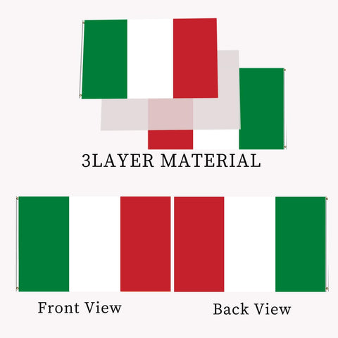AJJSUE Italy flag features brass grommets and sturdy header for secure hanging.