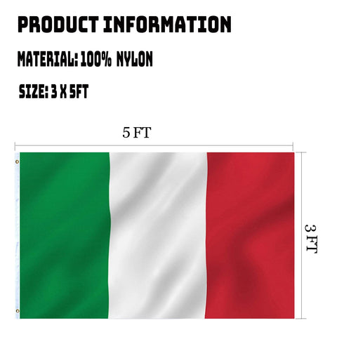 AJJSUE Italy flag suitable for indoors, outdoors, car, boat, or wall displays.