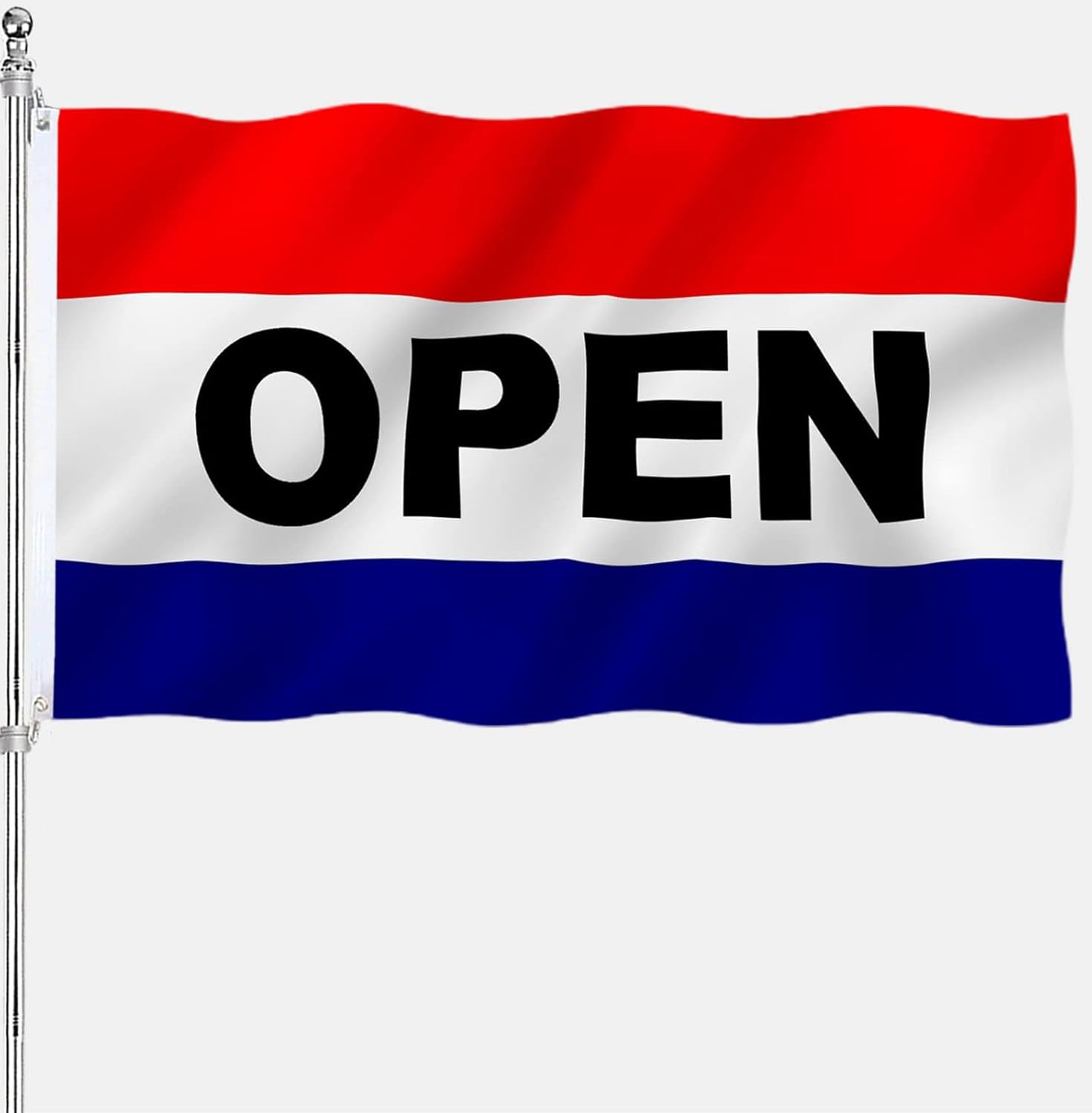 AJJSUE Open Flag 3x5 outdoor front view with double-sided readability.