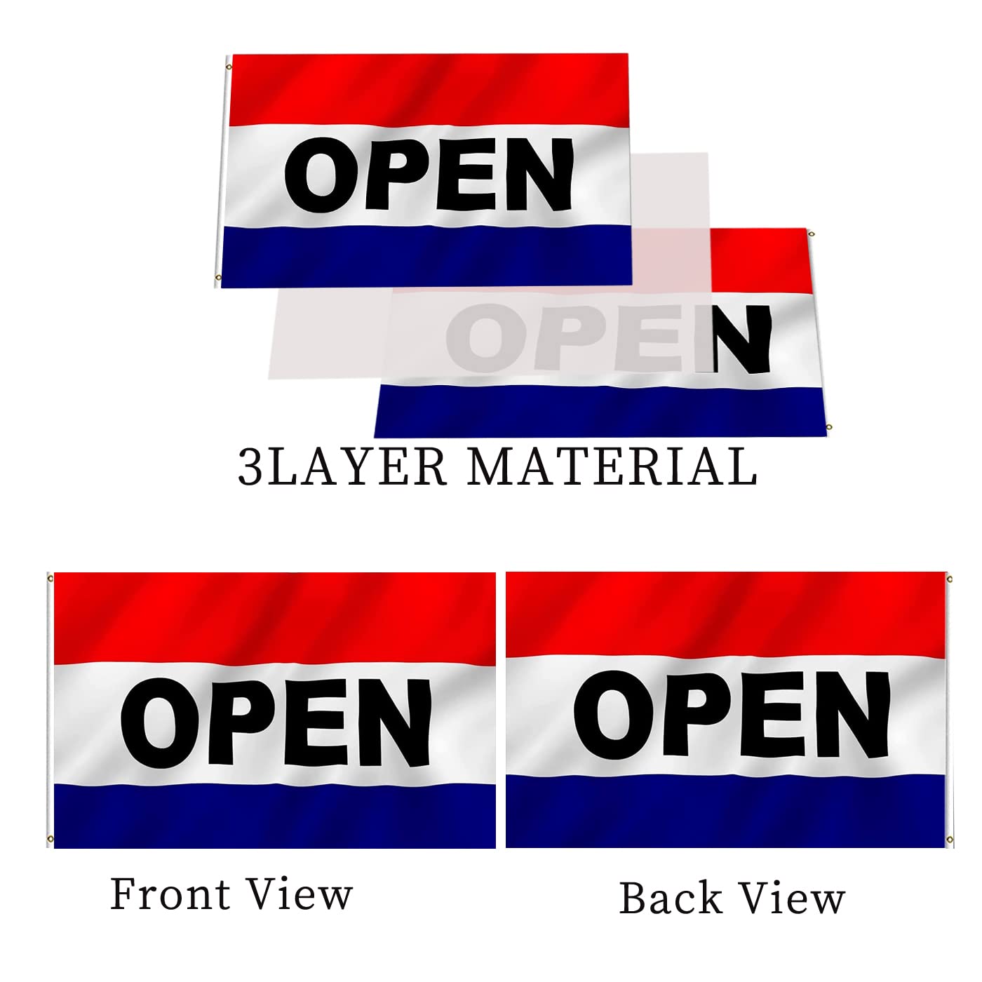 AJJSUE Open Flag stitching detail features durable edges and long-lasting construction.