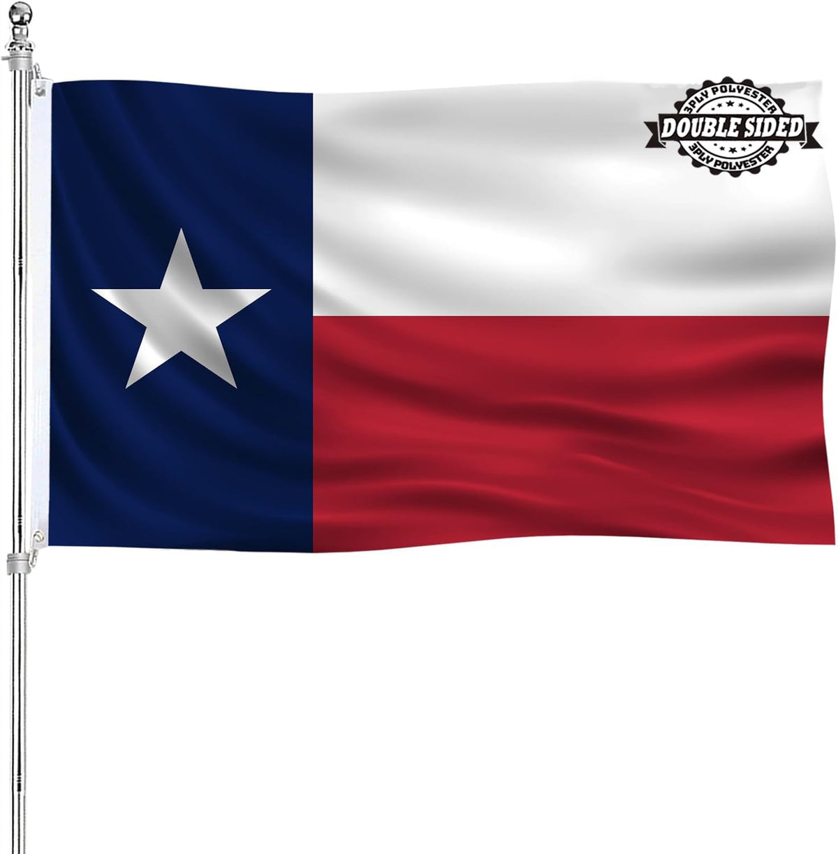 AJJSUE Texas flag outdoor 3x5 waving in wind, built for durability.