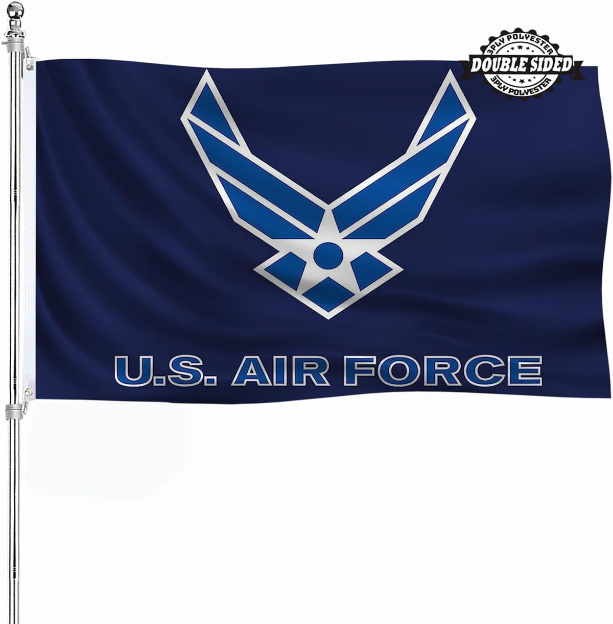 AJJSUE USAF Wings flag 3x5 on outdoor pole, bright colors and double-sided readability.