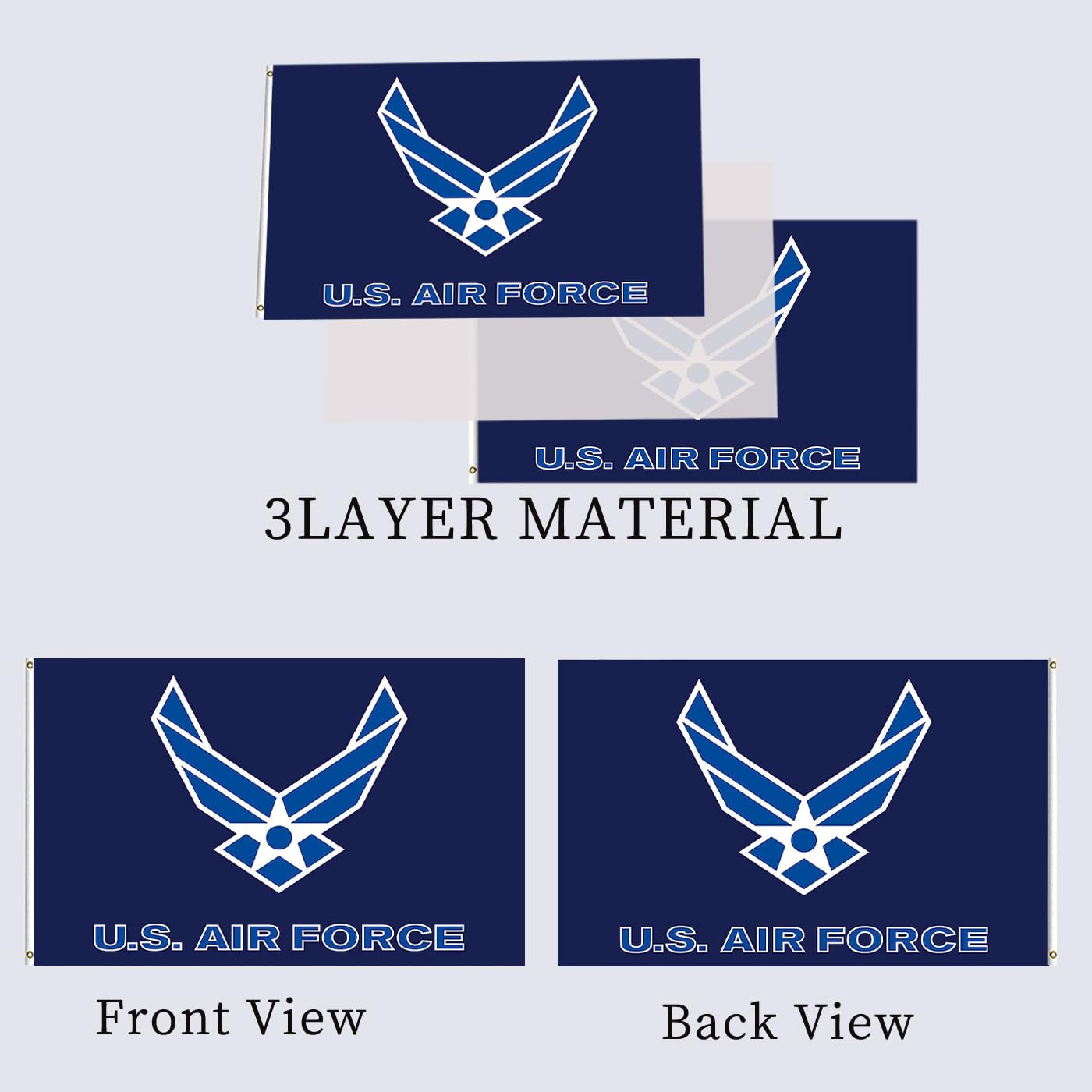 AJJSUE USAF Wings flag made of polyester 3-ply for long-lasting color and strength.