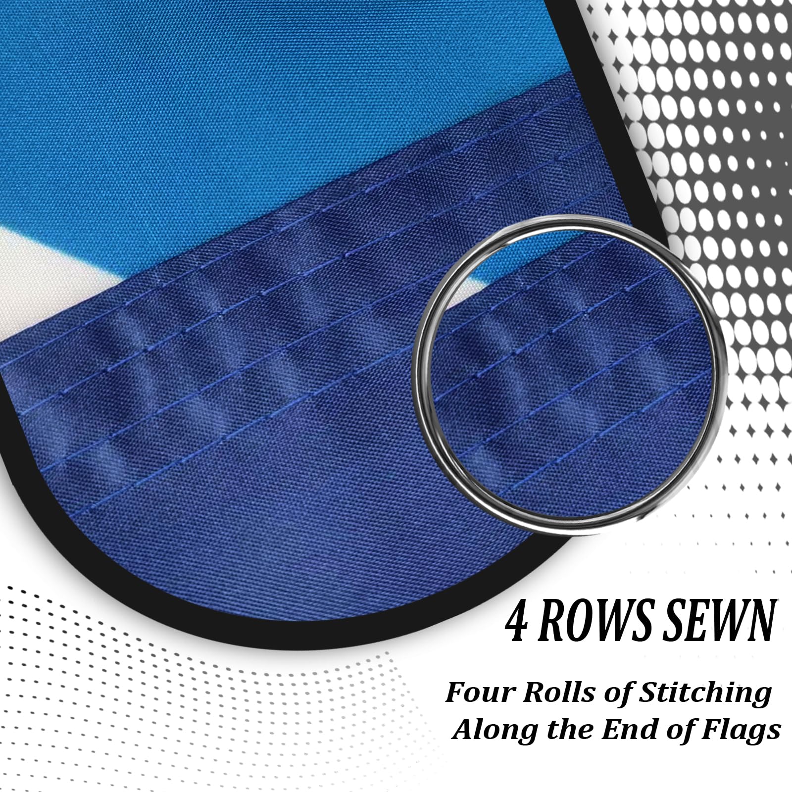 Reinforced header and grommets visible on the AJJSUE Wings flag.