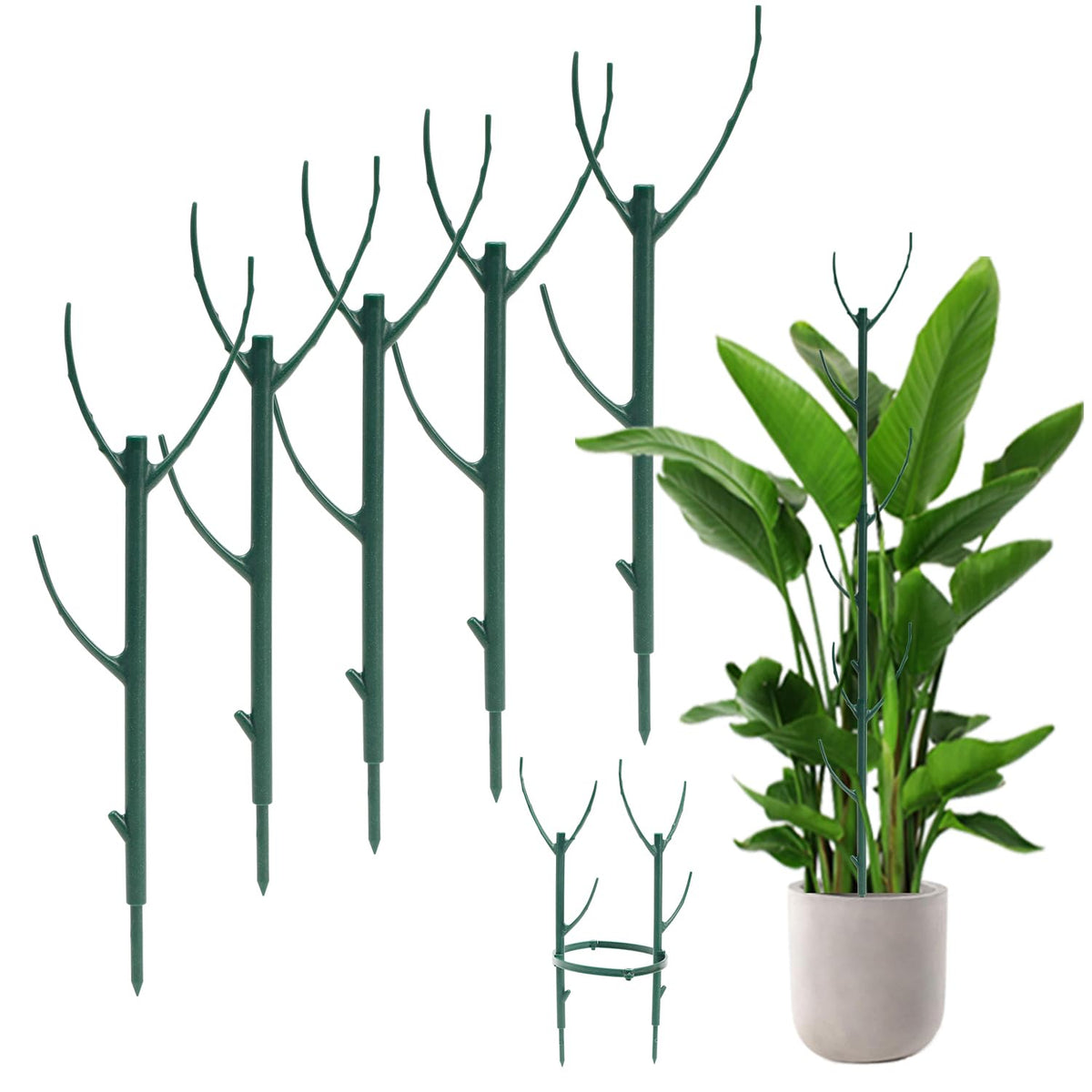 AK1980 stackable twig 5-pack plant support frame for sturdy indoor plants.