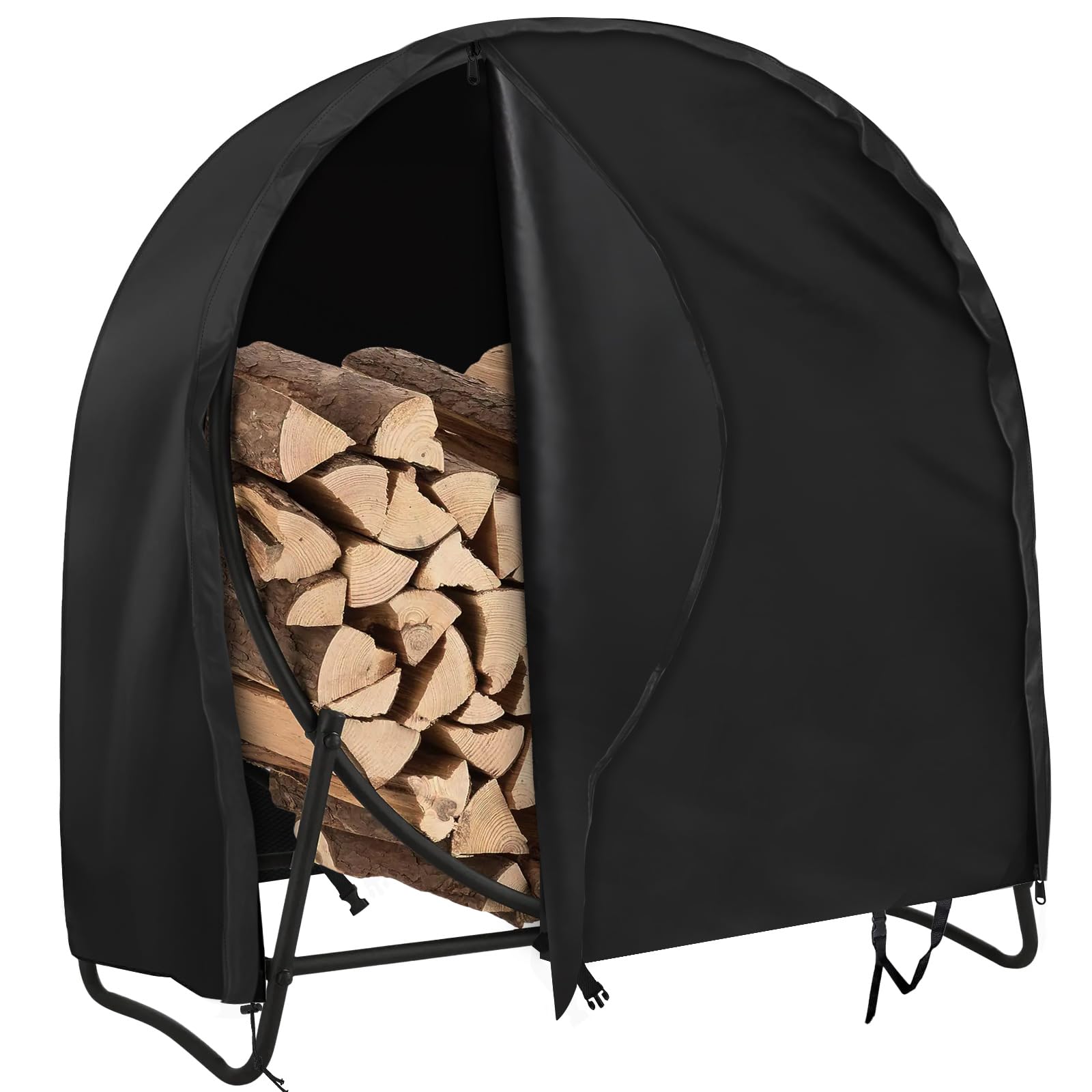 AKEfit 40-inch log hoop cover shields round firewood hoops from rain and sun.