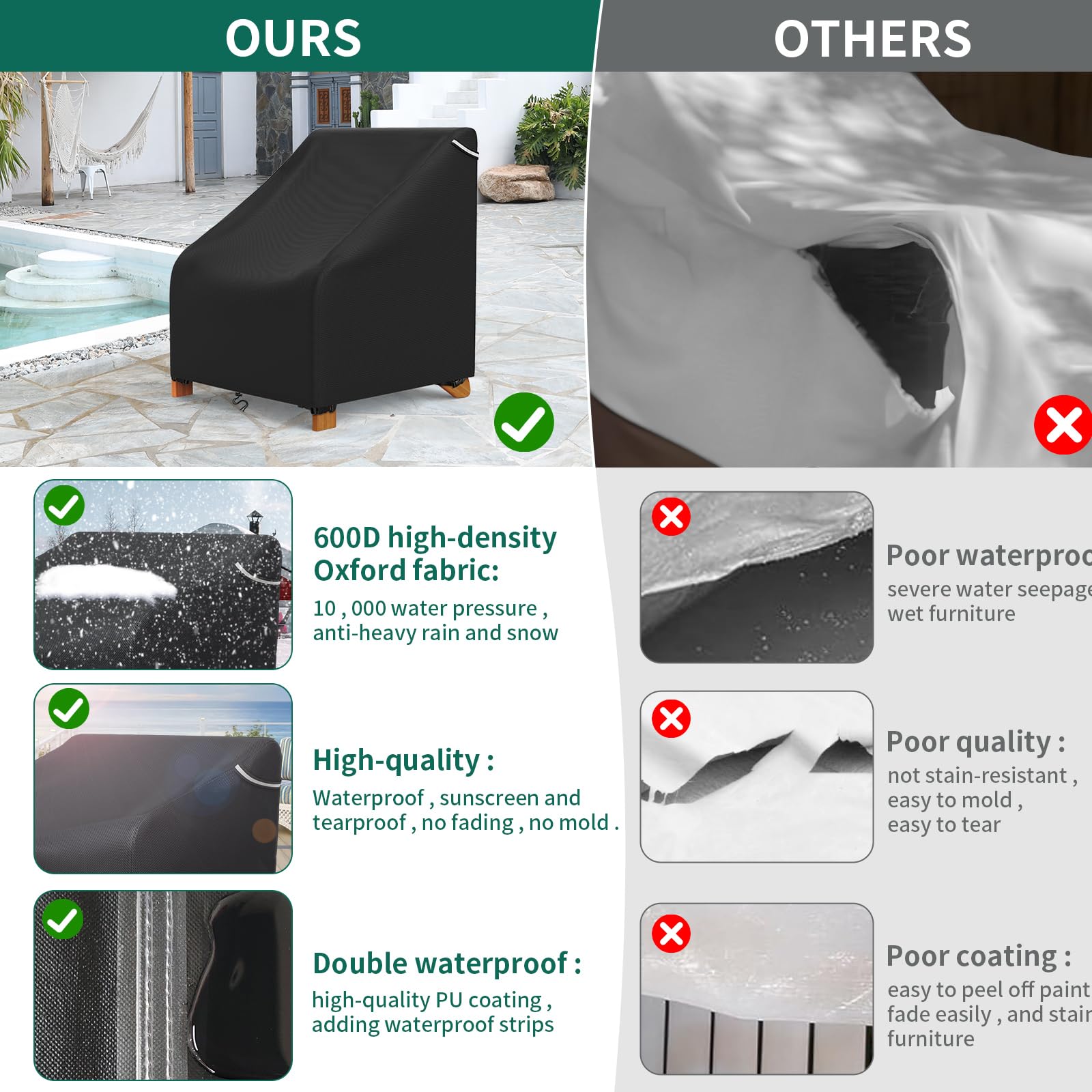 Corner buckles keep the cover in place during windy days