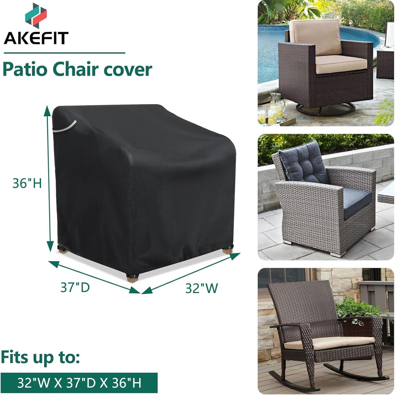 AKEfit patio chair cover waterproof fabric close-up showing durable Oxford material