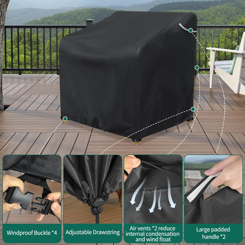AKEfit patio chair cover windproof buckles and cords for a snug fit
