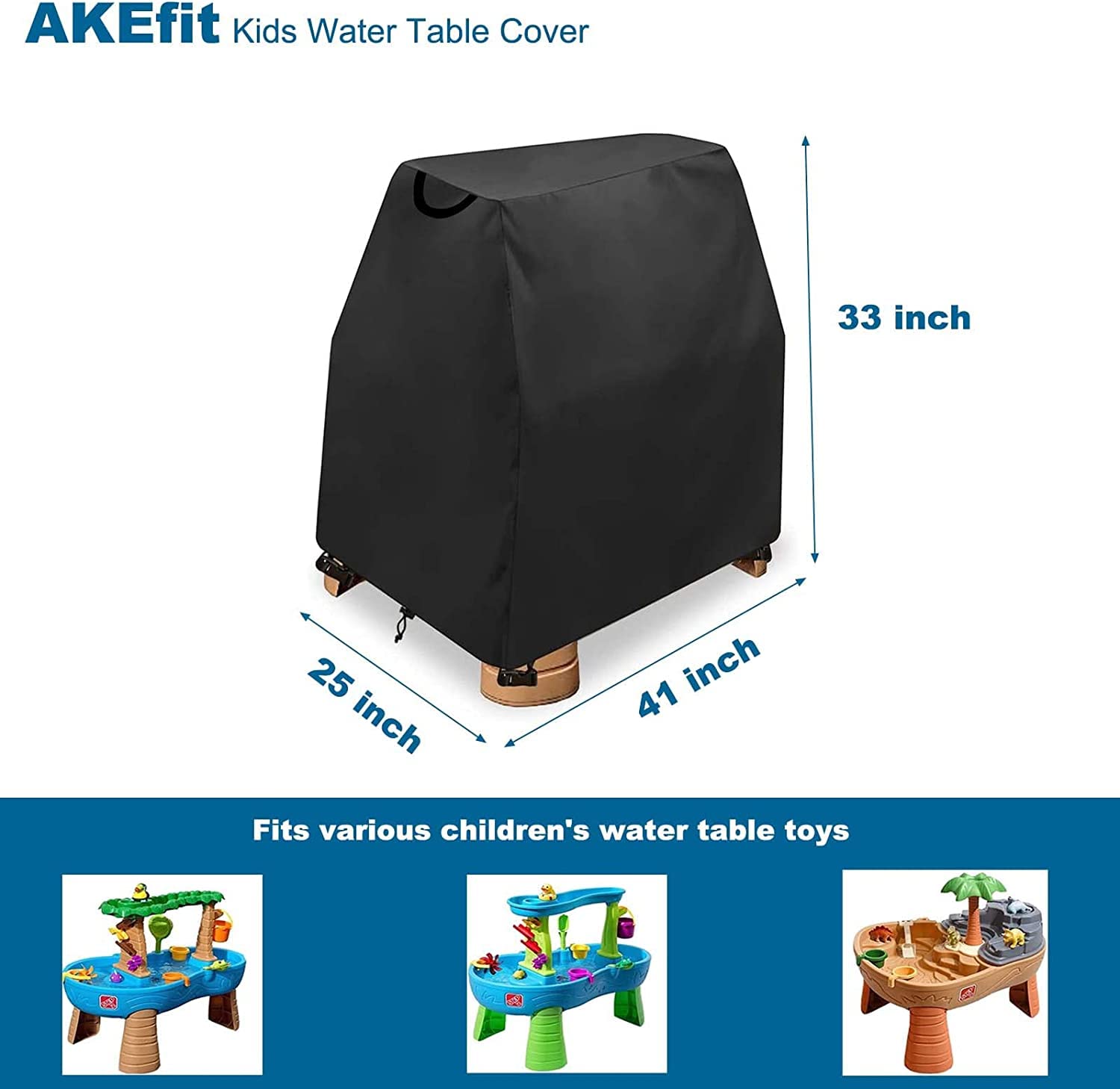 AKEfit water table cover with buckles and handles securing the legs in windy weather.