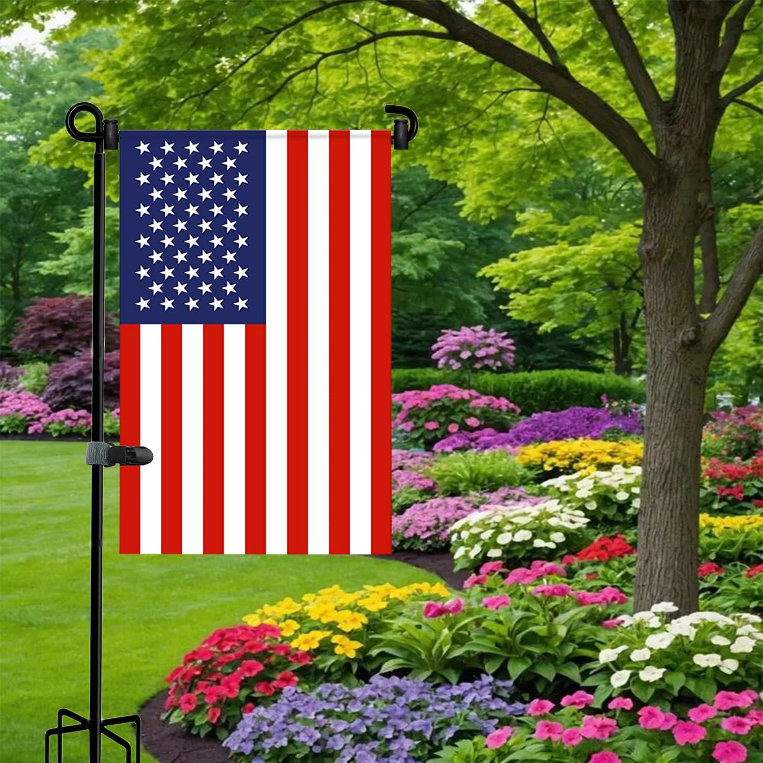 Akeydeco anti-wind clip securing a flag against gusts in windy outdoor spaces.