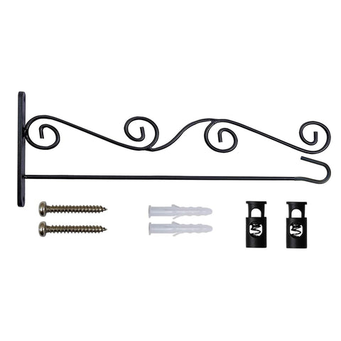 Akeydeco Garden Flag Stand wall-mount in a sunny garden offers a sturdy outdoor display.