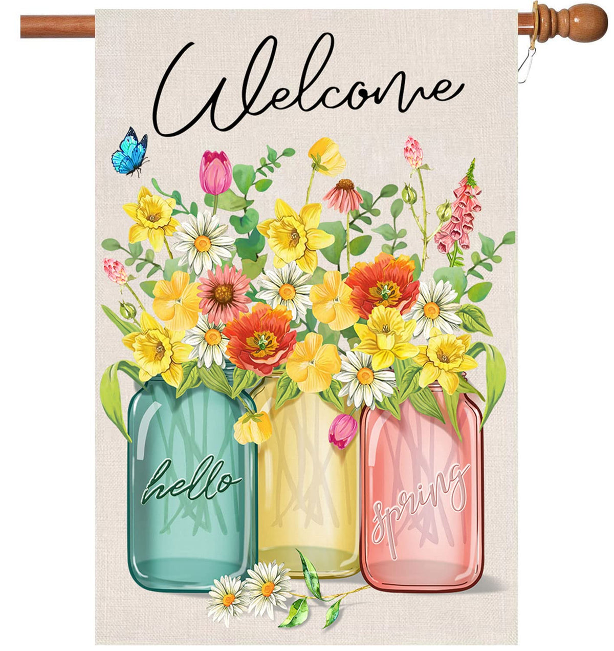 Akeydeco Spring Flag 28x40 front view with double-sided printing for year-round display.