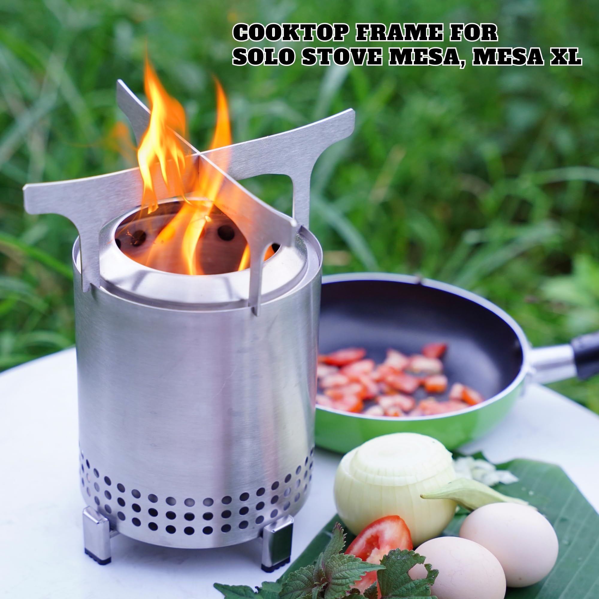 AKI YAMA fire pit cook top for MESA XL with cookware ready