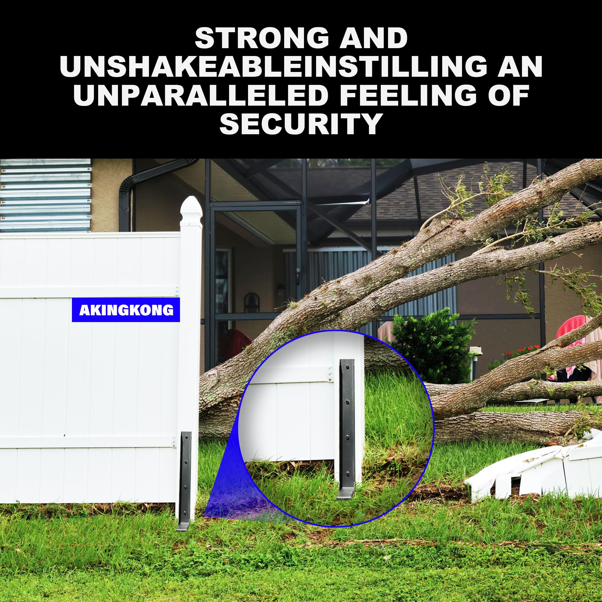 AKINGKONG metal brace provides enhanced support for leaning posts.