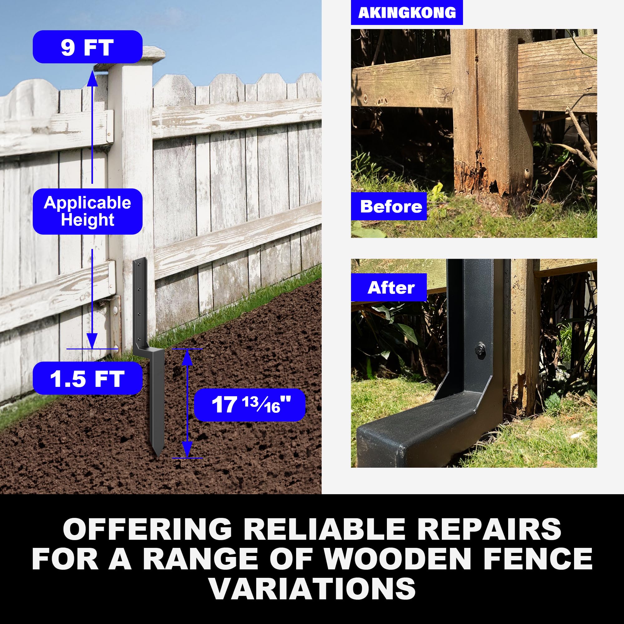 AKINGKONG two-pack offers versatile installation for gates, fences, and rails.