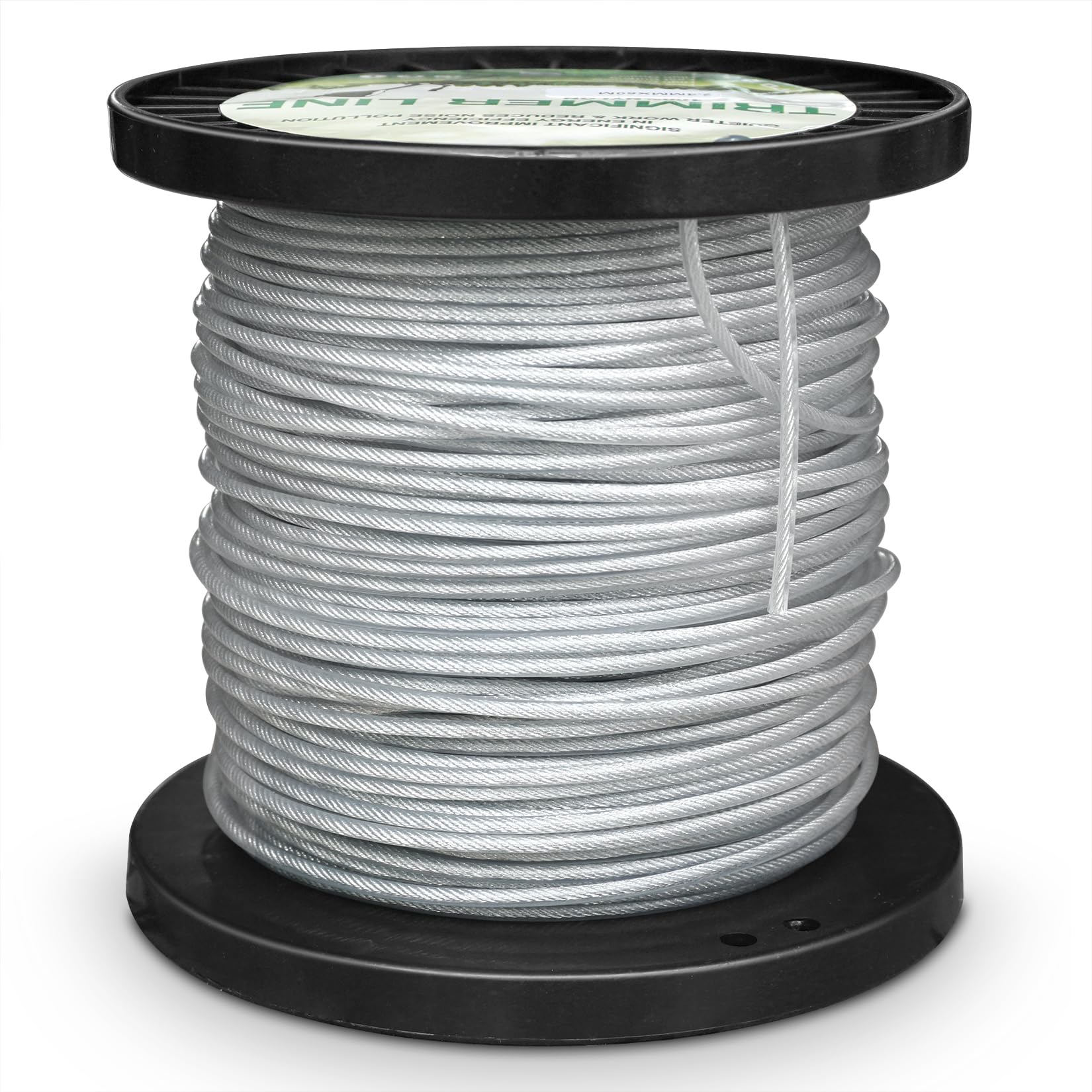 Akuoly steel-core trimmer line close-up for dense weed clearing.