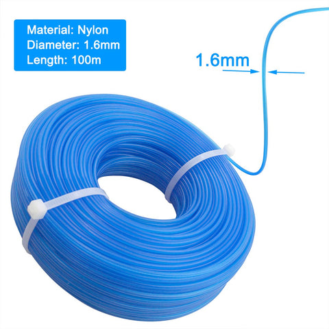 Akuoly .065 inch nylon trimmer line round profile close-up shows durability
